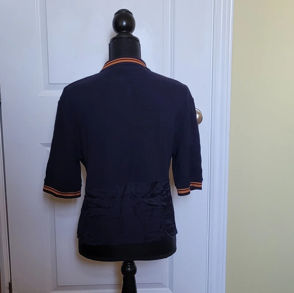 Mango golf shirt pull over top short sleeve dark blue preppy sporty size XS - Picture 2 of 15